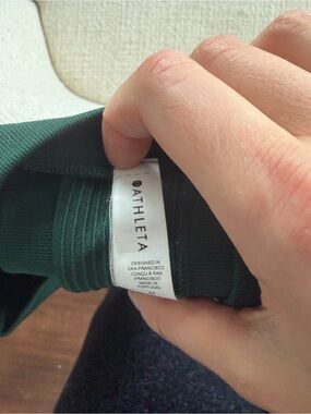Athleta Forest Green Ribbed Long Sleeve Top